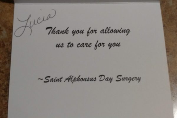 Words of thanks from my surgery team