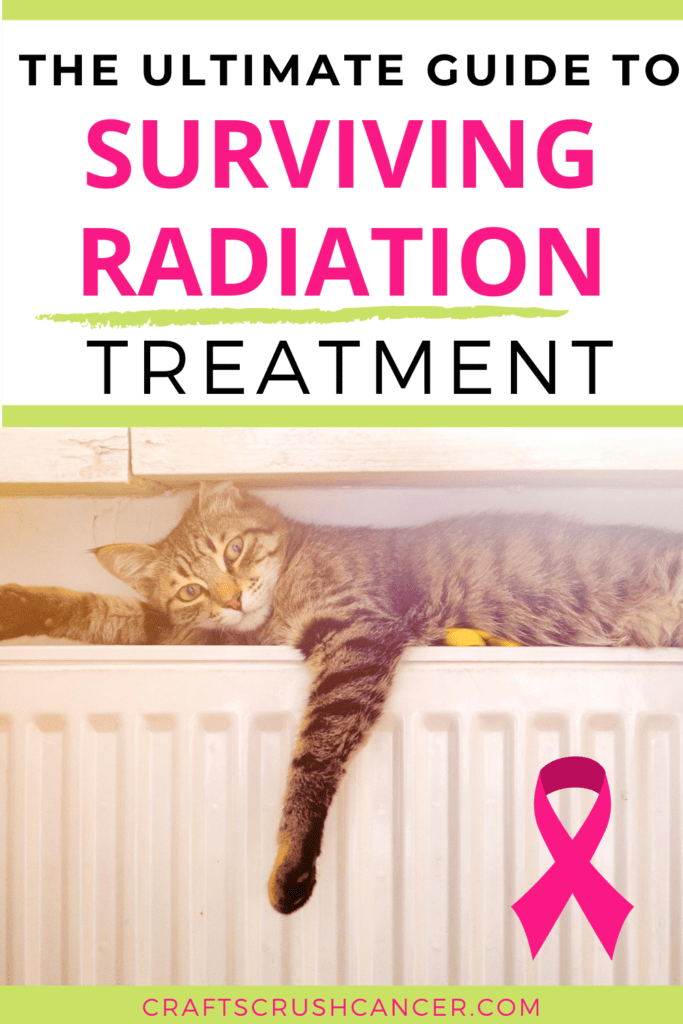 image of a cat chilling on a radiator plus a pink ribbon for breast cancer